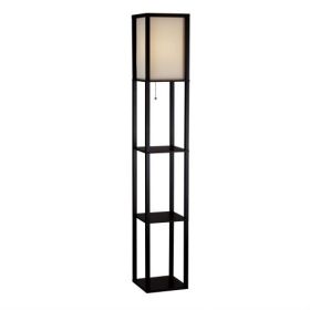 Black Modern Floor Lamp with Silk Shade great to showcase photos or momentos 63 inches