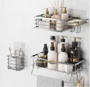 Shower Caddy And Soap Dish With Hooks Shower Shelf Shower Organizer, No Drill  Adhesive Wall Mounted Bathroom Shelf, Rustproof